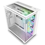 NZXT H9 Elite blanc - CM-H91EW-01 - Boîtier Gaming moyen-tour ATX double chambre - Comprend 3 ventilateurs F120 RGB Duo avec Contrôleur - Panneaux supérieur, avant et latéral en verre trempé