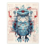 Artery8 Bird Robot Hybrid Schematic Blueprint Futuristic Secret Spy Cam Complex Arcane Manuscript Gift For Him Man Cave Large Wall Art Poster Print Thick Paper 18X24 Inch