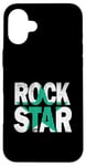 Coque pour iPhone 16 Plus Bleu sarcelle Aqua Rock Star Teal Aqua Graphic