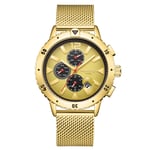 Mens Automatic Watch Gold Catalyst Stainless Steel Mesh Strap Watch Swan & Edgar