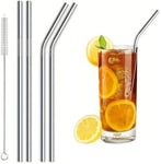 Pack of 4 Eco Friendly Reusable Metal Straws for Smoothie Cocktail Milkshake Co