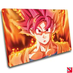 GOKU SUPER SAIYAN GOD CANVAS Wall Art Picture Print A4