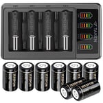 CR2 Rechargeable Batteries and Charger 450mAh 3.7V CR2 Battery 8 Pack