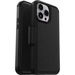 OtterBox Strada Case for iPhone 14 Pro Max, Shockproof, Drop proof, Premium Leather Protective Folio with Two Card Holders, 3x Tested to Military Standard, Black - Non-Retail Packaging