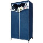 Inferramenta - Armoire penderie portable en tissu non tisse' bleu avec verrouillage central cm 80x46x150h camping home