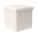 Coffre Pouf Pliable Bouclette 38cm Blanc