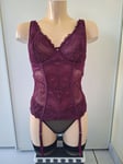 ROUGE GORGE GUEPIERE TAILLE 95D MODELE PEONIES COULEUR PRUNE REF 39346