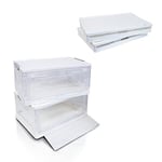 SIC Boîte de Rangement Pliable Transparente avec porte d'entrée,Caisses de Rangement en Plastique,Organisateur Coffre de Voiture,Armoires,Maison,Garde-Manger,Bureau, (（42 x 28 x 21cm）*2, blanc)