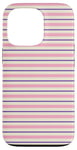 Coque pour iPhone 13 Pro Rose Violet rayé Esthétique Girly Preppy Rayures blanches