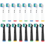 Rebeool Replacement Brush Heads Compatible with OralB Pro 3, Pro 1 Toothbrushes, Vitality Pro, Smart, Genius, Round Brush Heads, Replacement Toothbrush Refills Black+White