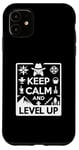 Coque pour iPhone 11 Keep Calm and Level Up Gamer pour les joueurs amusants