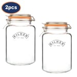 Glass Jar 3L Square Preserving Jar Storage with Airtight Clip Top Container 2pcs