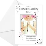 Confirmation Card with Foil Detail and White Envelope - Praying Girl