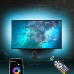 Ruban LED TV 4M, Bande LED Avec Télécommande APP, Synchroniser avec Rythme de Musique, LED RGB USB, pour 56"-75" TV, PC Fête, etc