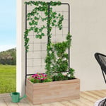 Idmarket - Jardinière en bois jessy 80 x 30 cm avec treillis carré potager - Bois-clair