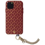 Coffret coque en Cuir embossé St Germain Bordeaux avec bandoulière dorée amovible pour iPhone 11 Pro Artefakt - Neuf