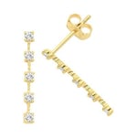 James Moore TH ES1610 9ct Y/g Cz Linear Mini Bar Studs Jewellery