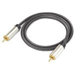 Koaxial digital ljudkabel guldpläterad och flätad subwooferkabel RCA hane till hane HiFi SPDIF stereo ljudkabel 1m