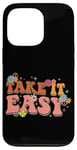 iPhone 13 Pro Take It Easy Retro Floral Motif Case