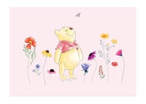 AG Design Winnie l'ourson dans des Fleurs aquarelles Disney Papier Peint Photo en Non-tissé pour Chambre d'enfant Multicolore 160 x 110 cm