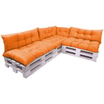 Set de 7 Coussins pour palettes, 3 x Assise 120x50 et Dossier 3x120x40cm orange, Canapé de Jardin / coussin palette in / extérieur Setgarden