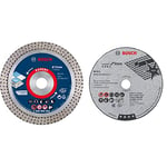 Bosch Accessories 1x Disques à tronçonner diamantés 76 mm Expert HardCeramic & 5 disques à tronçonner Expert for Inox (pour acier inoxydable, 76 x 10 x 1 mm, accessoires meuleuse angulaire)