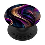 Flux lumineux - Art abstrait violet, bleu sarcelle et or PopSockets PopGrip Adhésif