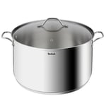 TEFAL Intuition XL Marmite 32 cm inox + couvercle verre, Capacité 12 L, Induction, Acier inoxydable 18/10, Poignées robustes B864740