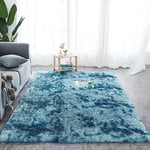 Amazinggirl Tapis Salon Shaggy 200 x 300 cm - Descente de lit Chambre Grande Taille Tapis Poils Longs Moderne tapid Moquette Poil Long tapi Turquoise avec Motif