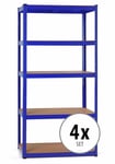 4x Rangement Étagère Atelier Charge Lourde Metalilique Bleu 5 Tablette Max 875Kg