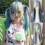 Y2K Blue Highlight Green Wig Cosplay Lolita Anime Women Wigs  Party