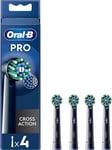 4 Pack Oral B Cross Action Braun Replacement Electric Toothbrush Heads - Black