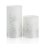 Pauleen 480.08 48008 Glowing Glitter Candle kit de 2 Bougies LED Cire véritable Flamme vacillante Chaud Blanc Argent pour Mariage, noël