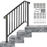 Happybuy Rampe d'Escalier 3 à 4 Marches Garde-Corps pour Escalier Main Courante Noire pour Escalier