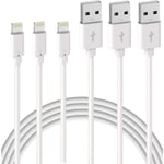 3-pack iPhone-laddningskabel 2 m 【MFI-certifierad】 Blixtladdningskabel för iPhone 11 Pro XS Max XR X 8 7 6s 6 Plus 5 SE iPad, vit sladd