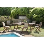 Salon de jardin - Zanzibar - Acacia et rotin - Pliable - 6 personnes