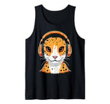 Leopard Gecko with Headphones Music Funny Tank Top