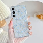 ZTOFERA Coque Transparente pour Samsung Galaxy S24 - Motif Floral Mignon pour Femmes et Filles - Coque de Protection Antichoc en TPU Fin pour Samsung S24 - Fleur Bleue