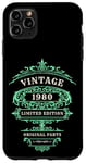 Coque pour iPhone 11 Pro Max Vintage 1980, édition LTD, vert, pièces originales d'anniversaire