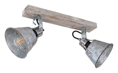 Plafonnier retro spot en bois sur rail lumineux de salon dimmable dans un ensemble comprenant des ampoules led rgb