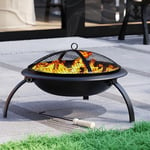 Home Discount Acier Brasero Chauffage de terrasse de Jardin Pliante Grill Bol de Camping avec Poker pour Barbecue, Grill, Grille, en Maille Couvercle