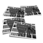 4x Rectangle Stickers - BW - Beverly Hills Los Angeles USA America #41924