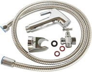 Kit hygiène WC complet : robinet 3 voies laiton chromé, douchette ABS, flexible 1,2m, support mural et fixation Installation facile pour un confort optimal