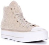 Converse All Star CT A05509C Sherpa High Top Warm In Beige Size UK 3 - 8