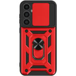 Avizar Case for Samsung Galaxy S23 FE Ring Support Sliding Camera Cover, Red