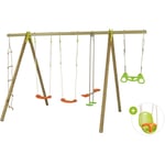 Trigano - Portique bois poutre métal 2,30 m Techwood luana - 6 enfants