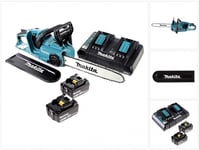 Makita DUC 353 Brushless Li-Ion Tronçonneuse sans fil 2 x 18 V = 36 V + 2x Batteries BL 1850 5,0 Ah + Chargeur double DC18RD