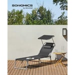 Chaise longue, Bain de soleil, Transat de relaxation, chaise de jardin pliable - Gris foncé GCB19UV1
