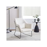 Fauteuil baska métal noir velours laine Beige