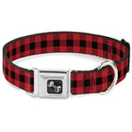 Buckle-Down Collier pour Chien avec Boucle de Ceinture de sécurité - Motif écossais Noir/Rouge - 3,8 cm de Large - Convient pour Tour de Cou de 40,6 à 58,4 cm - Taille M